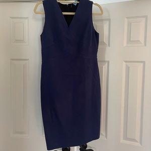 Ellie Tahari blue v neck business dress